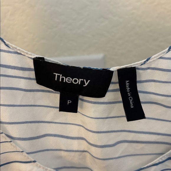 Theory Stripe Silk Tank Top Blue Small 0 - Picture 4 of 6
